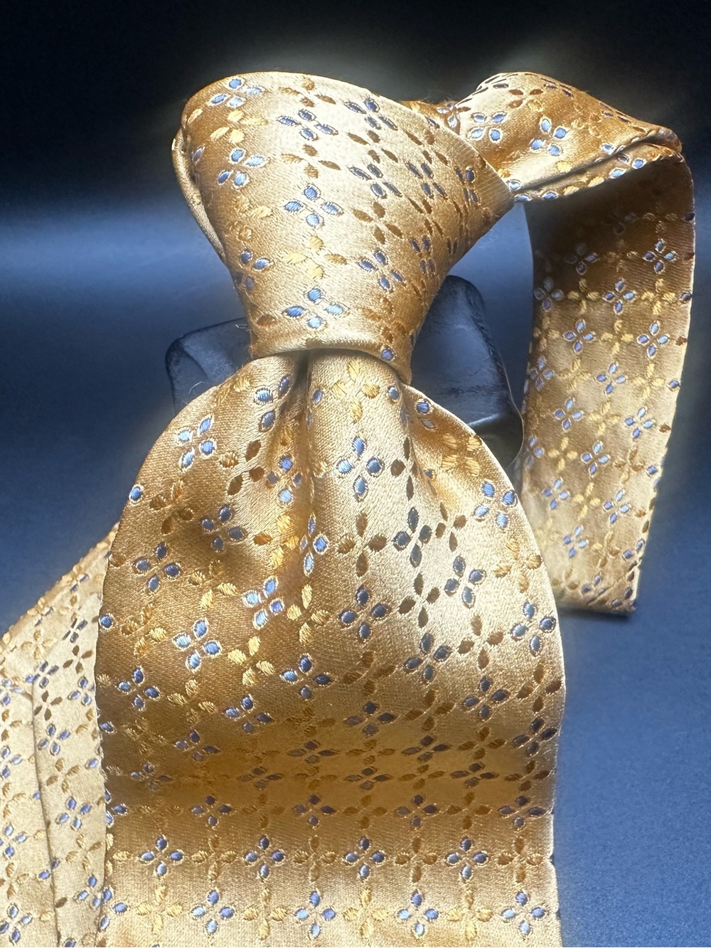 Jos. A. Bank Signature Collection — Gold & Blue Micro-Floral Silk Tie